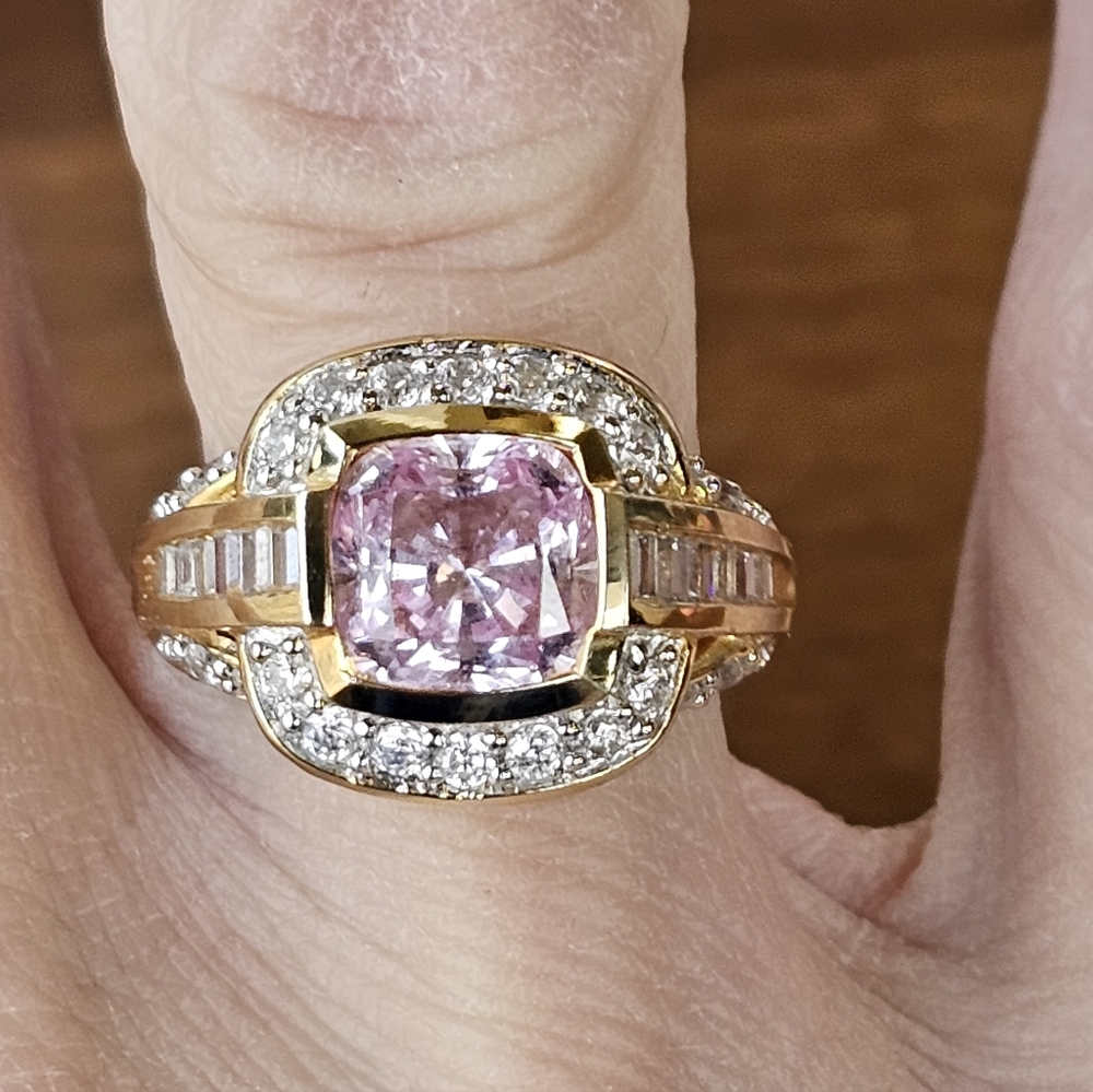 Rare Victoria Wieck Pink Sapphire & White Absolute Gemstones Vermeil Ring Sz 6! - Picture 11 of 11